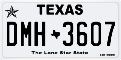 TX license plate DMH3607