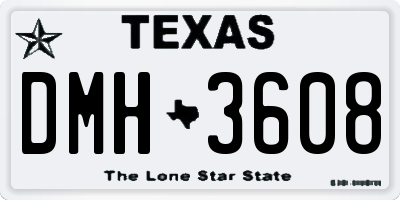 TX license plate DMH3608