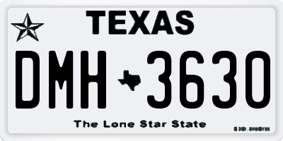 TX license plate DMH3630