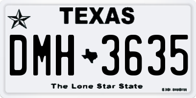 TX license plate DMH3635