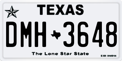 TX license plate DMH3648