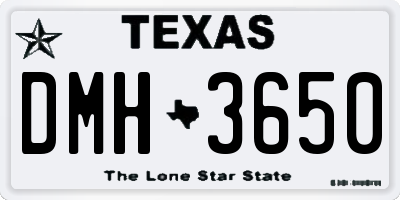 TX license plate DMH3650