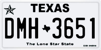 TX license plate DMH3651