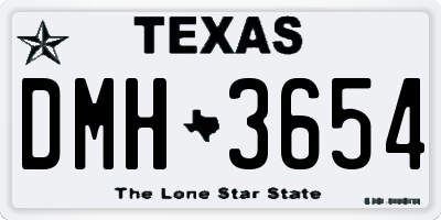 TX license plate DMH3654