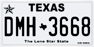 TX license plate DMH3668