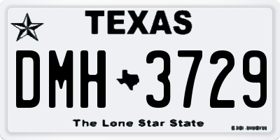 TX license plate DMH3729