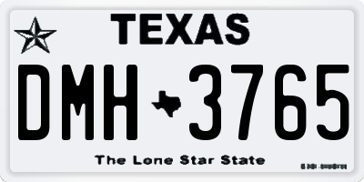 TX license plate DMH3765