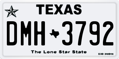 TX license plate DMH3792