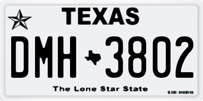 TX license plate DMH3802