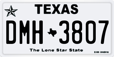 TX license plate DMH3807