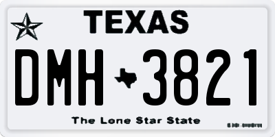 TX license plate DMH3821