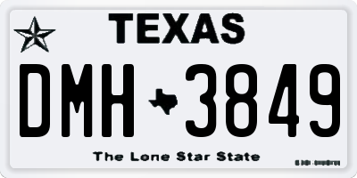 TX license plate DMH3849