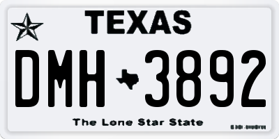 TX license plate DMH3892