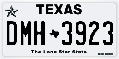 TX license plate DMH3923