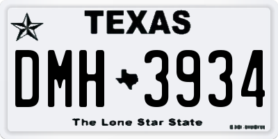 TX license plate DMH3934