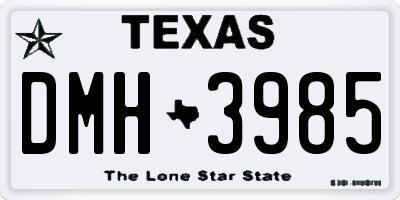 TX license plate DMH3985