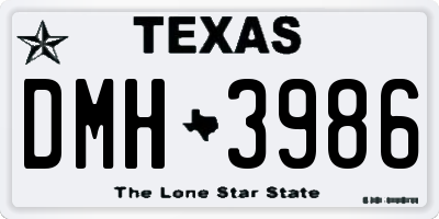 TX license plate DMH3986