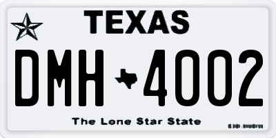 TX license plate DMH4002