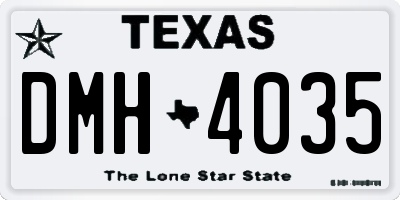 TX license plate DMH4035