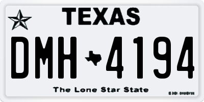 TX license plate DMH4194