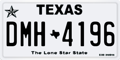 TX license plate DMH4196
