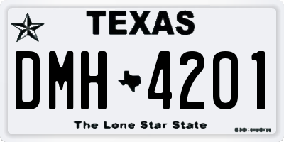 TX license plate DMH4201