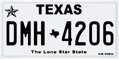 TX license plate DMH4206