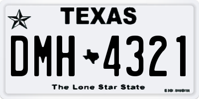 TX license plate DMH4321