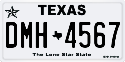 TX license plate DMH4567
