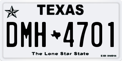 TX license plate DMH4701