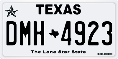 TX license plate DMH4923