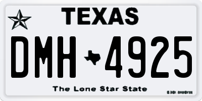 TX license plate DMH4925