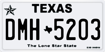 TX license plate DMH5203