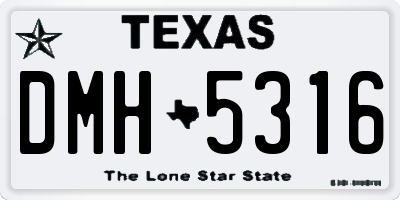 TX license plate DMH5316