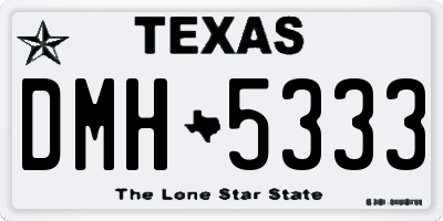 TX license plate DMH5333