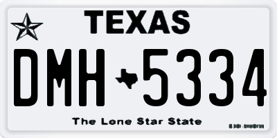 TX license plate DMH5334