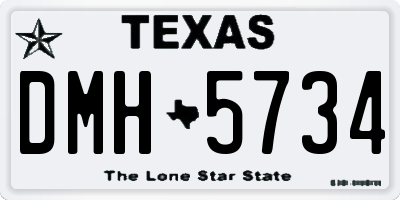 TX license plate DMH5734