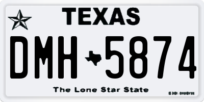 TX license plate DMH5874