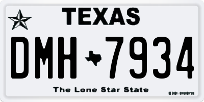 TX license plate DMH7934