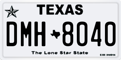 TX license plate DMH8040
