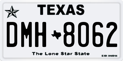 TX license plate DMH8062