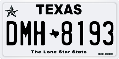 TX license plate DMH8193