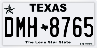 TX license plate DMH8765