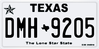 TX license plate DMH9205