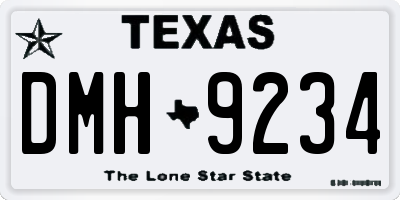 TX license plate DMH9234