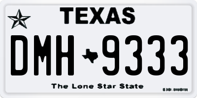 TX license plate DMH9333