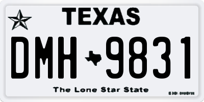 TX license plate DMH9831