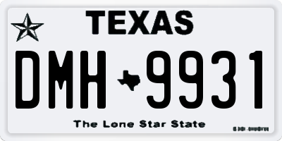 TX license plate DMH9931