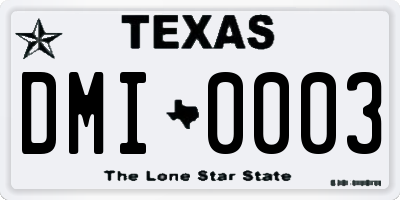 TX license plate DMI0003