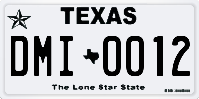 TX license plate DMI0012